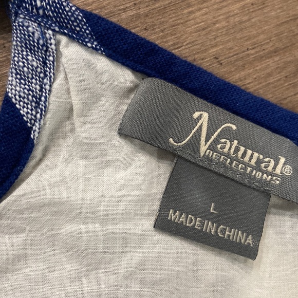 NWOT  natural reflections plaid fringe button dress, size L, 100% cotton - Picture 4 of 7